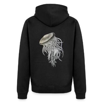 Jellyfish Lady - Unisex Premium Bio Zip Hoodie - Schwarz - Hinten - Nico (187cm)