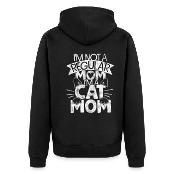 i'm not a regular mom i'm a cat mom - Unisex Premium Organic Zip Hoodie - black - Back - Nico (187cm)