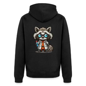 Schurken-Forscher - Unisex Premium Bio Zip Hoodie - Schwarz - Hinten - Nico (187cm)