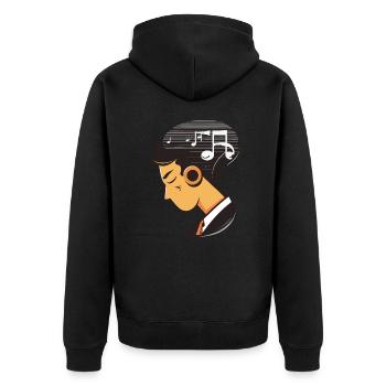Harmony of the Senses: A Person Immersed in Music - Unisex Premium Organic Zip Hoodie - black - Back - Nico (187cm)
