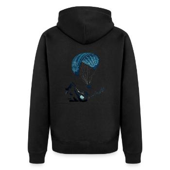 Action pur! Gleitschirmflieger in den Wolken - Unisex Premium Bio Zip Hoodie - Schwarz - Hinten - Nico (187cm)