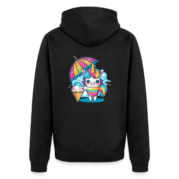 Unicorn Fantasy - Unisex Premium Organic Zip Hoodie - black - Back - Nico (187cm)