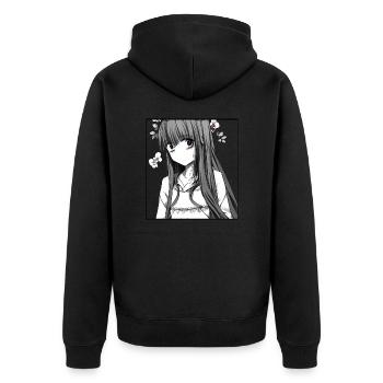 Delicate Flowers: Anime romantique Girl with Flower - Veste à capuche bio Premium Unisexe - noir - Dos - Nico (187cm)