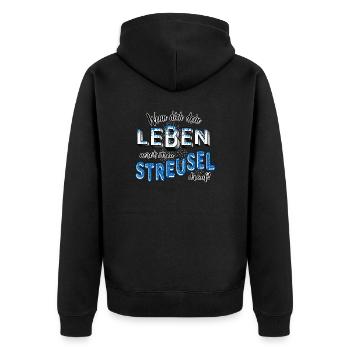 Wenn dein Leben nervt, streu Streusel drauf (blau) - Unisex Premium Bio Zip Hoodie - Schwarz - Hinten - Nico (187cm)