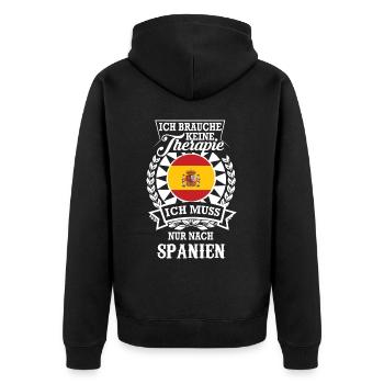 Keine Therapie nötig – Ich muss nach Spanien - Unisex Premium Bio Zip Hoodie - Schwarz - Hinten - Nico (187cm)