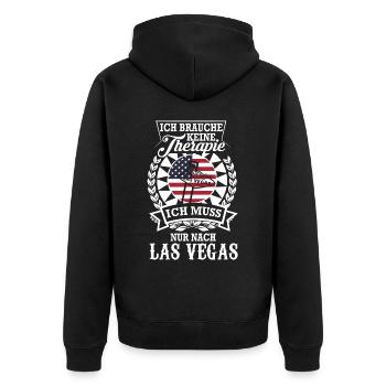 Las Vegas Abenteuer statt Therapie erleben - Unisex Premium Bio Zip Hoodie - Schwarz - Hinten - Nico (187cm)