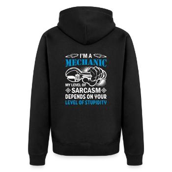 I'm A Mechanic - Unisex Premium Bio Zip Hoodie - Schwarz - Hinten - Nico (187cm)