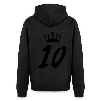 10 Zahl Krone - Unisex Premium Bio Zip Hoodie - Schwarz - Hinten - Nico (187cm)