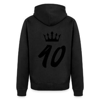 40 Zahl Krone - Unisex Premium Bio Zip Hoodie - Schwarz - Hinten - Nico (187cm)