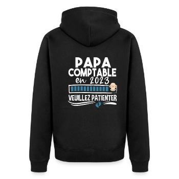Papa 2023 Comptable Comptabilité Calcul Métier - Veste à capuche bio Premium Unisexe - noir - Dos - Nico (187cm)