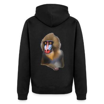 Mandrill Affe - Unisex Premium Bio Zip Hoodie - Schwarz - Hinten - Nico (187cm)