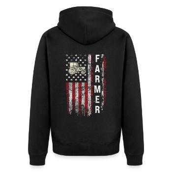 Traktorliebhaber Lustiges Traktorgeschenk - Unisex Premium Bio Zip Hoodie - Schwarz - Hinten - Nico (187cm)