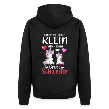 Ich Bin Vielleicht Klein Aber Bald Große Schwester - Unisex Premium Bio Zip Hoodie - Schwarz - Hinten - Nico (187cm)