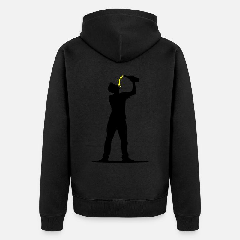 Trinker Bier - Unisex Premium Bio Zip Hoodie - Schwarz
