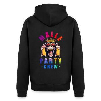 Malle Party Crew Affe Mallorca - Unisex Premium Bio Zip Hoodie - Schwarz - Hinten - Nico (187cm)