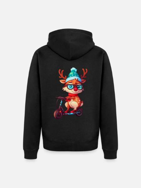 Rentier Roller - Unisex Premium Bio Zip Hoodie - Schwarz