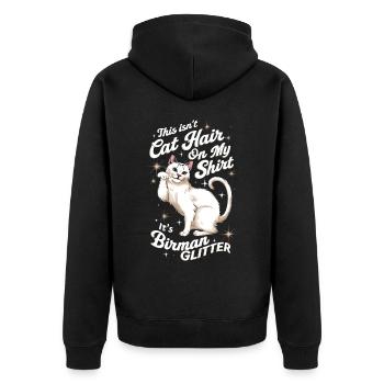 Katze Birma Geschenk - Unisex Premium Bio Zip Hoodie - Schwarz - Hinten - Nico (187cm)