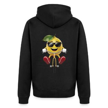 Zitrone Radfahren auf dem Fahrrad Geschenk - Unisex Premium Bio Zip Hoodie - Schwarz - Hinten - Nico (187cm)