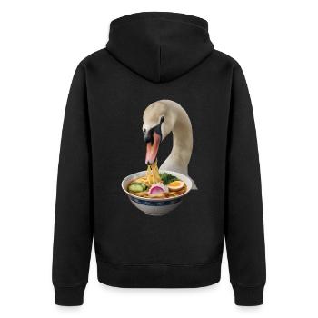 Schwan Ramen - Unisex Premium Bio Zip Hoodie - Schwarz - Hinten - Nico (187cm)