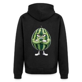 Wassermelone - Unisex Premium Bio Zip Hoodie - Schwarz - Hinten - Nico (187cm)