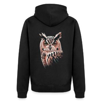Niedliche Eule Vogel Federn Blumen Muster - Unisex Premium Bio Zip Hoodie - Schwarz - Hinten - Nico (187cm)