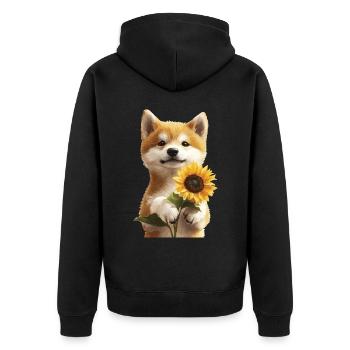 Akita - Unisex Premium Bio Zip Hoodie - Schwarz - Hinten - Nico (187cm)