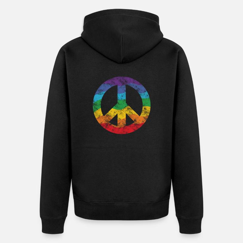 Signe de paix arc-en-ciel - Veste à capuche bio Premium Unisexe - noir