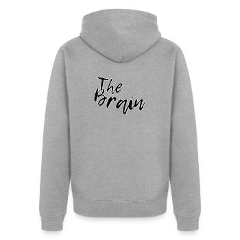 The brain - Unisex Premium Bio Zip Hoodie - Grau meliert - Hinten - Nico (187cm)