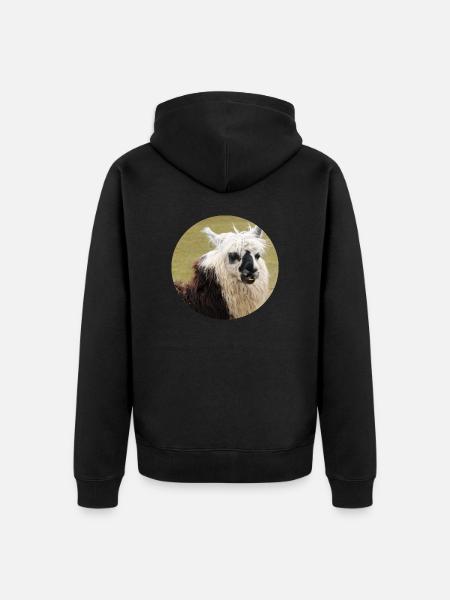 Ein geflecktes Lama - Unisex Premium Bio Zip Hoodie - Schwarz