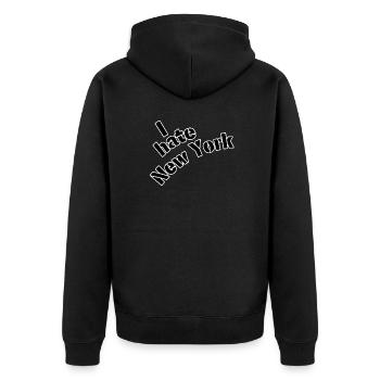 I hate New York - Unisex Premium Bio Zip Hoodie - Schwarz - Hinten - Nico (187cm)