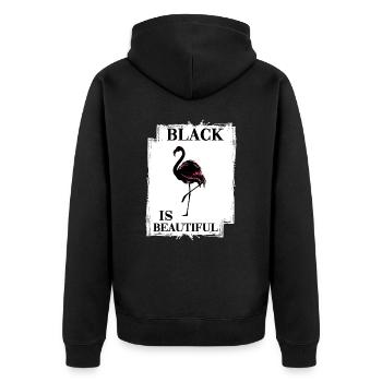 schwarze flamingo lieber schwarz black beautiful - Unisex Premium Bio Zip Hoodie - Schwarz - Hinten - Nico (187cm)