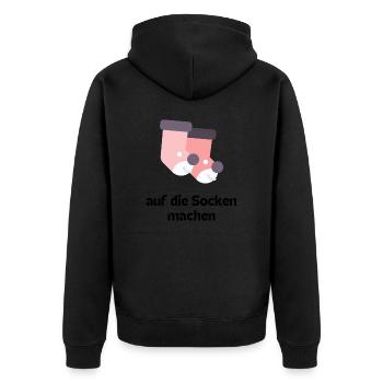 Auf die Socken machen - süße Strümpe mit Gesicht - Unisex Premium Bio Zip Hoodie - Schwarz - Hinten - Nico (187cm)
