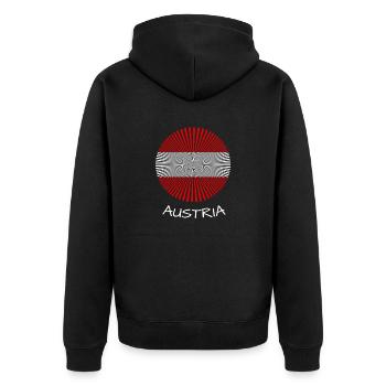 Austria - Unisex Premium Bio Zip Hoodie - Schwarz - Hinten - Nico (187cm)