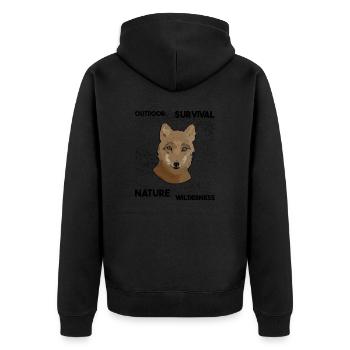 Fox Outdoor Nature Survival Wilderness - Unisex Premium Organic Zip Hoodie - black - Back - Nico (187cm)