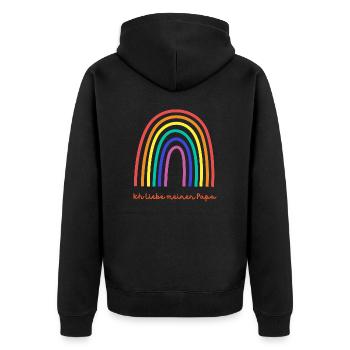Regenbogen Pride Ich liebe meinen Papa - Unisex Premium Bio Zip Hoodie - Schwarz - Hinten - Nico (187cm)