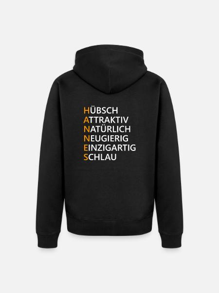 Hannes Name Geschenk - Unisex Premium Bio Zip Hoodie - Schwarz