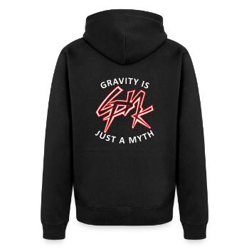 GPNK GRAVITY IS JUST A MYTH - Unisex Premium Bio Zip Hoodie - Schwarz - Hinten - Nico (187cm)