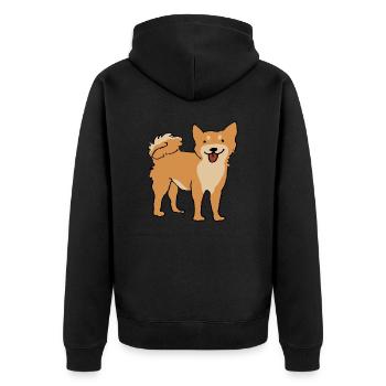 Shiba Inu - Unisex Premium Bio Zip Hoodie - Schwarz - Hinten - Nico (187cm)