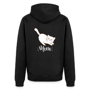 Mignon Kawaii drôle de chat disant miaulement - Veste à capuche bio Premium Unisexe - noir - Dos - Nico (187cm)