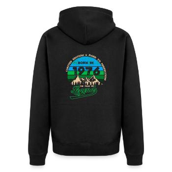 Legends 1976 - Unisex Premium Organic Zip Hoodie - black - Back - Nico (187cm)