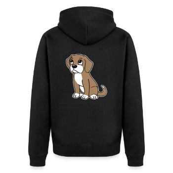 niedlicher Hund im Cartoon Stil - Unisex Premium Bio Zip Hoodie - Schwarz - Hinten - Nico (187cm)