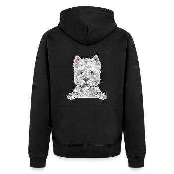 West Highland White Terrier Westie - Unisex Premium Organic Zip Hoodie - black - Back - Nico (187cm)