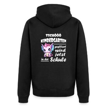 Einschulung Schulkind Drache - Unisex Premium Bio Zip Hoodie - Schwarz - Hinten - Nico (187cm)