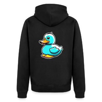 Gummiente / Badeente / Wasser / Badewanne - Unisex Premium Bio Zip Hoodie - Schwarz - Hinten - Nico (187cm)