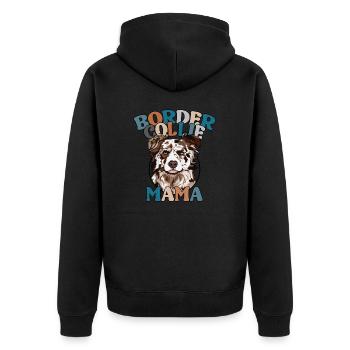 Border Collie merle Mama Hunde Muttertag Wilsigns - Unisex Premium Bio Zip Hoodie - Schwarz - Hinten - Nico (187cm)