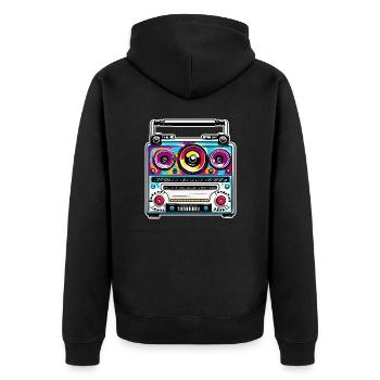 Radio / Analogique / Musique / Fréquence / Haut-parleurs - Veste à capuche bio Premium Unisexe - noir - Dos - Nico (187cm)