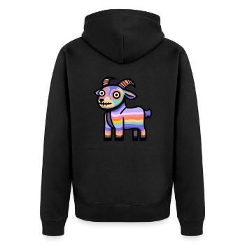 Chèvre de montagne Halloween Bande dessinée drôle - Veste à capuche bio Premium Unisexe - noir - Dos - Nico (187cm)