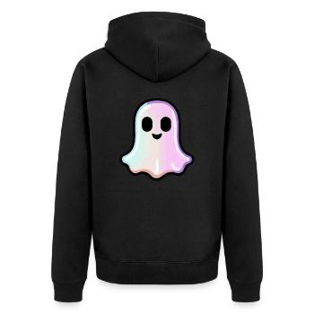 Symbole fantôme d’Halloween mignon - Veste à capuche bio Premium Unisexe - noir - Dos - Nico (187cm)