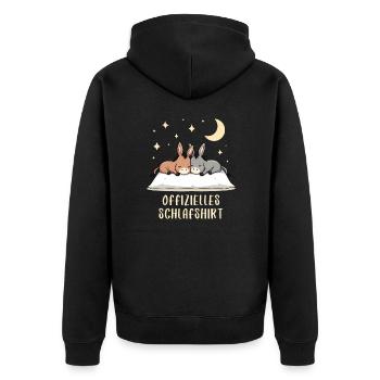 Offizielles Schlafshirt Esel - Unisex Premium Bio Zip Hoodie - Schwarz - Hinten - Nico (187cm)