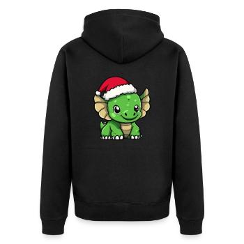Dinosaurier triceratops Weihnachten - Unisex Premium Bio Zip Hoodie - Schwarz - Hinten - Nico (187cm)